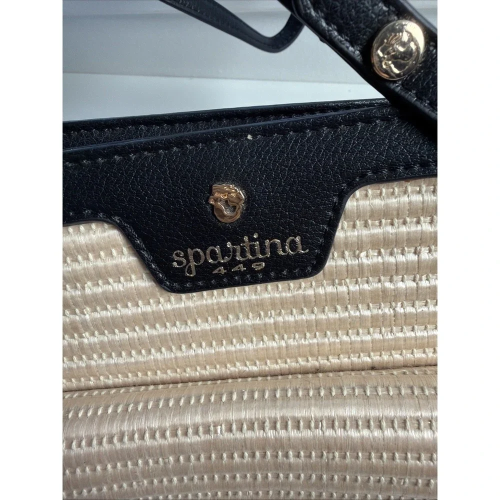 Spartina‎ 449  Off White Straw Black Leather Handbag Matching